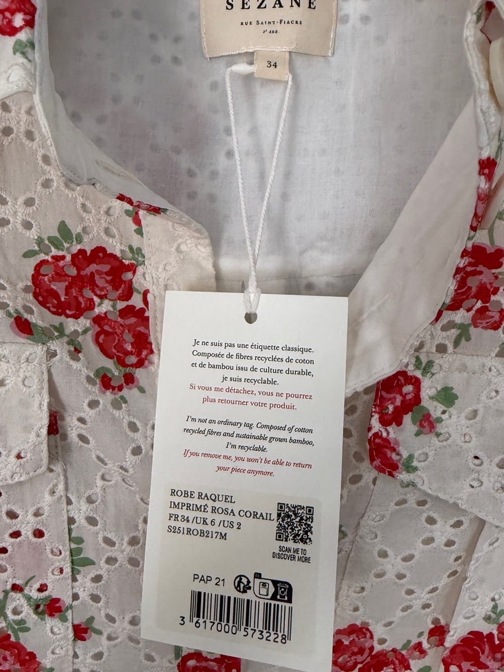 Sezane Raquel dress in Rosa Corail print - Picture 4 of 9